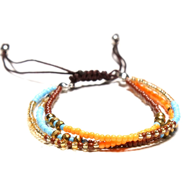 

Charare Boho style Handmade rice beads crystal bracelet ethnic lucky friendship colored cord Bracelet jewelry accessories, Picture shows