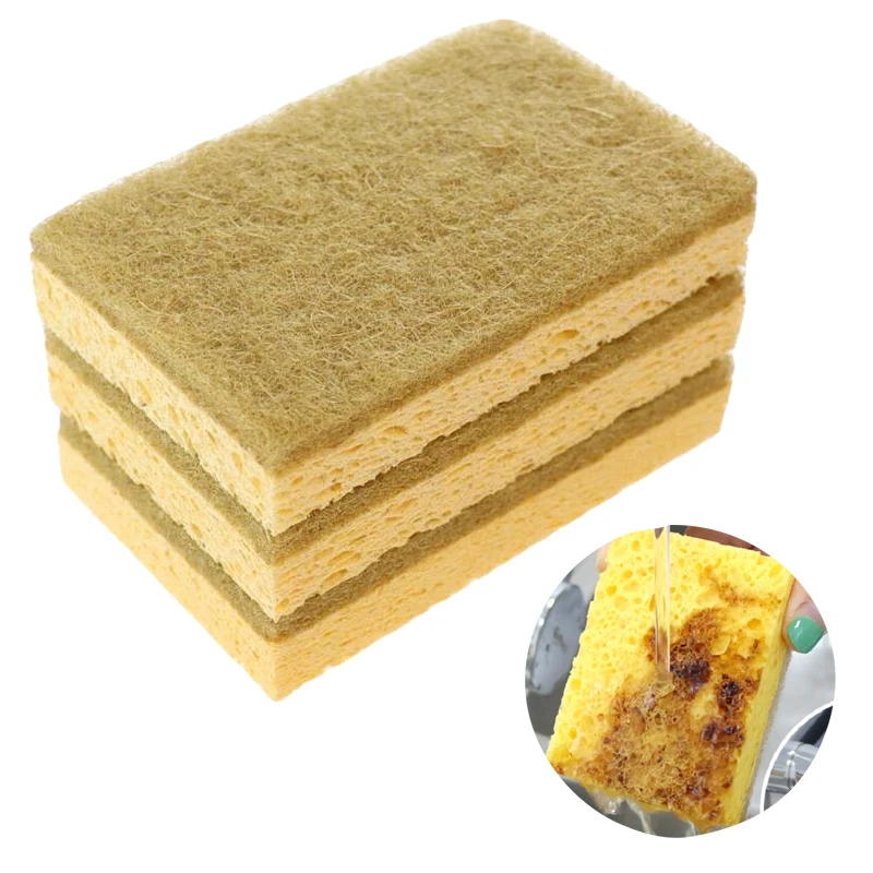 

Biodegradable Natural Heavy Duty Eco Sisal Fiber Scouring Pad Cellulose Sponge Kitchen Dishwashing Scrubbing Sponge