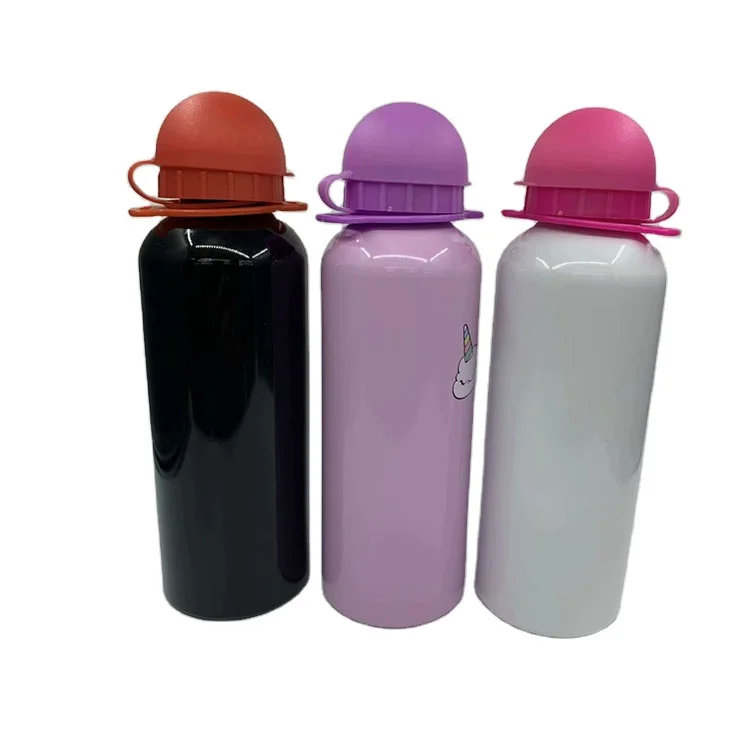 

Hot Selling 600ml Custom blank aluminum water bottle for sublimation brand logo hiking water bottle, Silver/black etc, custom color