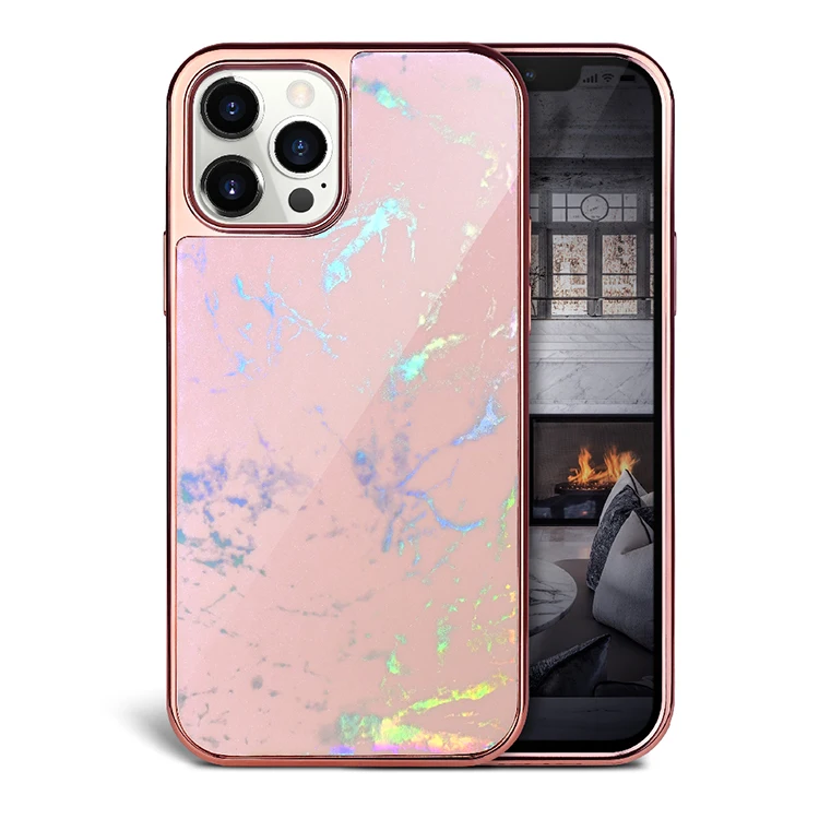 

Full Protectivce Electroplated Marble Discoloration Mobile Case For iPhone Xs 11 12 Pro Max Leather Case, 5 colors