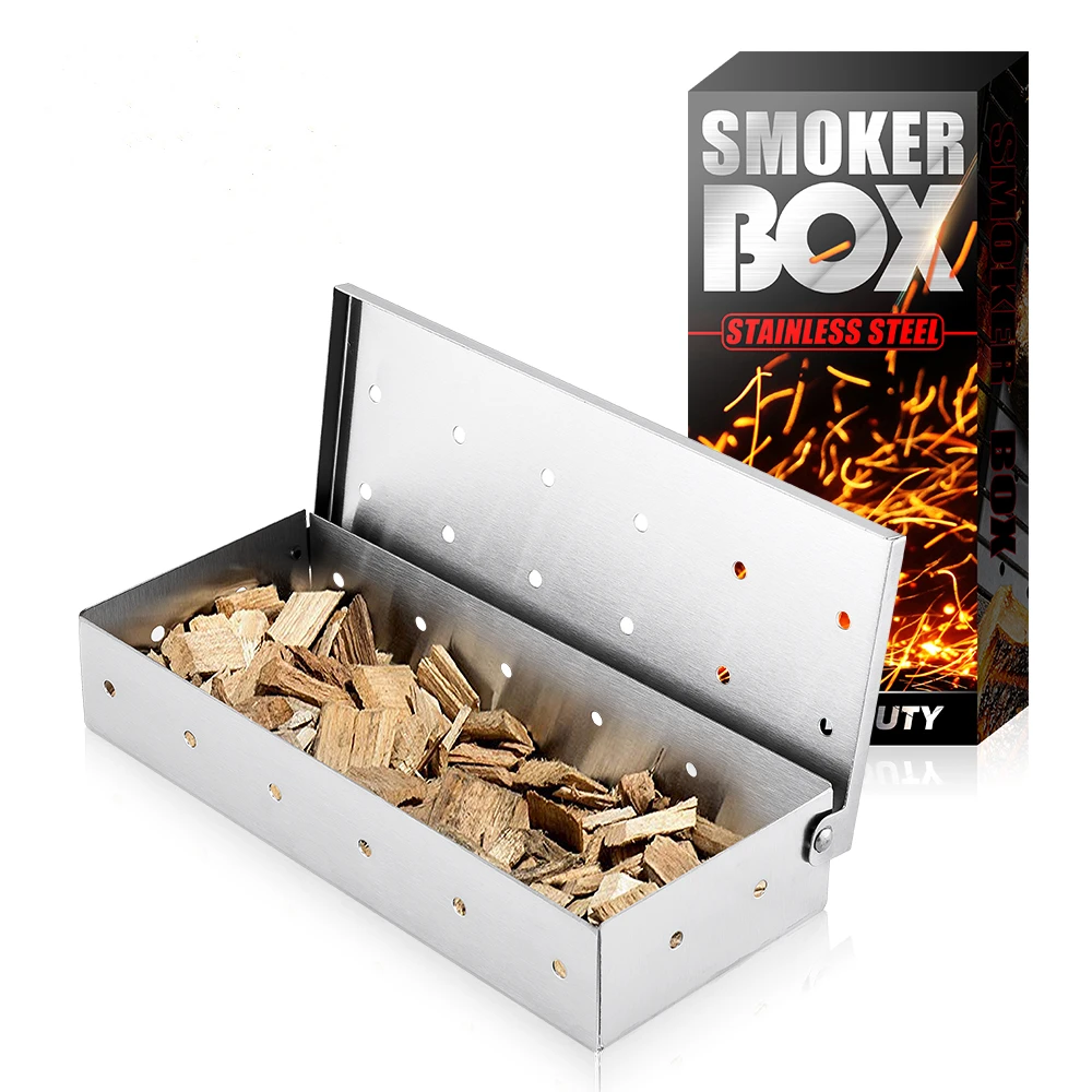 

Stainless Steel BBQ Smoker Box Grilling Barbecue Wood Chips On Gas Grill Grilling Accessories Smoke Generator