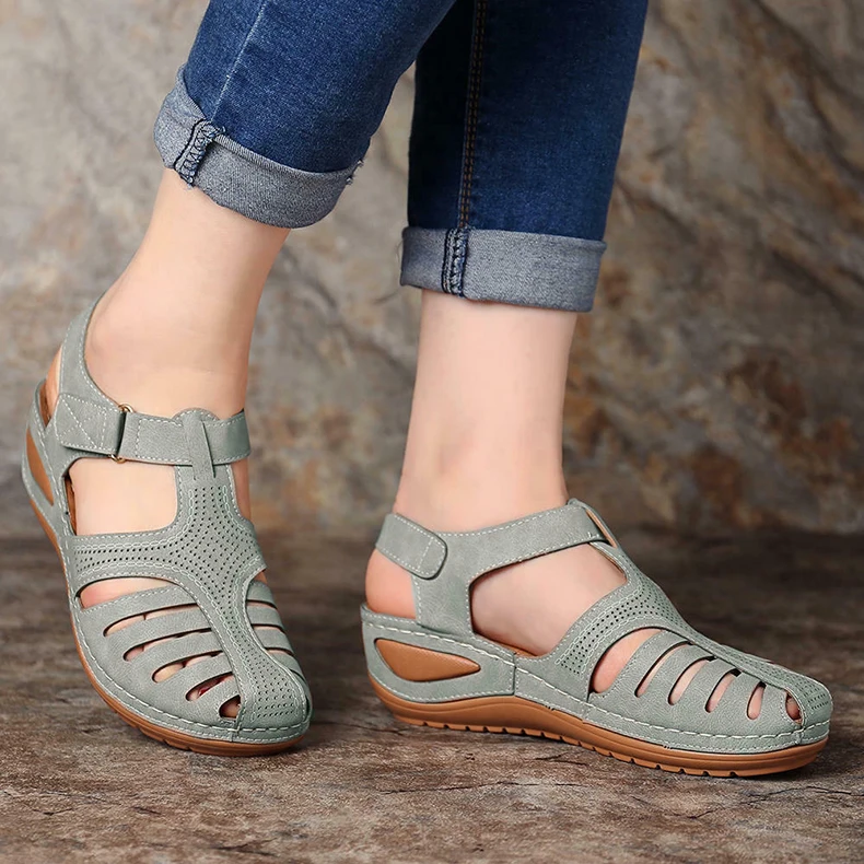 

Buckle Casual Sewing Women Shoes Female Ladies Platform Retro Sandalias Plus Size Woman Summer Vintage Wedge Sandals, Picture shown