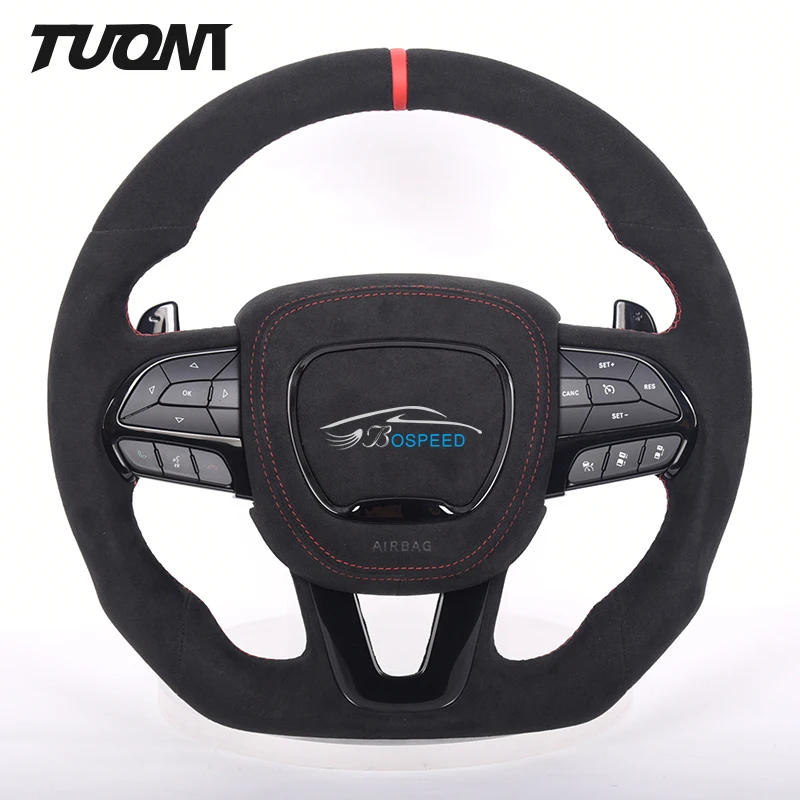 

100 real black leather carbon fiber car steering wheel for dodge