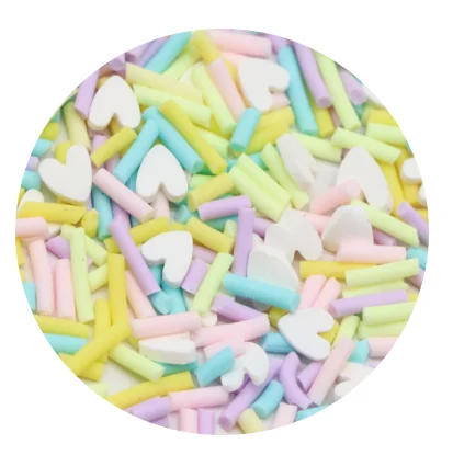 

Hot Pastel Mixed Long Candy Clay Slices With Heart Sprinkles Slime Crafts Filling Accessories