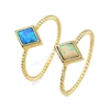 ZG0238 Fashion Gold Diamond Shaped Opal Ring Geometric Opal Ring For Women