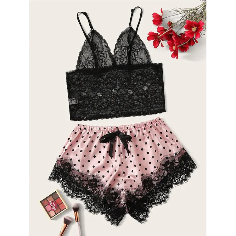 

NY-1007 New Amazon Hot Sales Sexy Two Piece Lace Lingerie Set