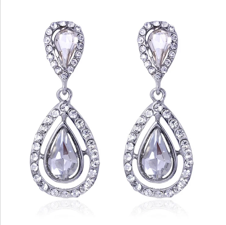 

Amazon Hot Sale Diamond Long Earrings Silver Balls Drop Earrings