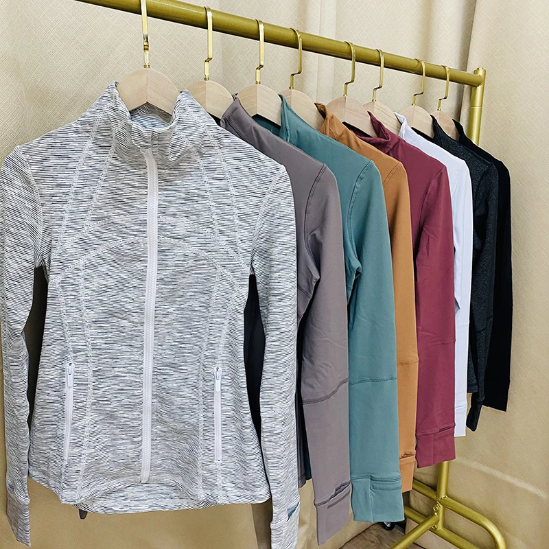 

lulu cross-border women's workout clothes top breathable sportswear solid color stand-up collar running windbreaker yoga jacket