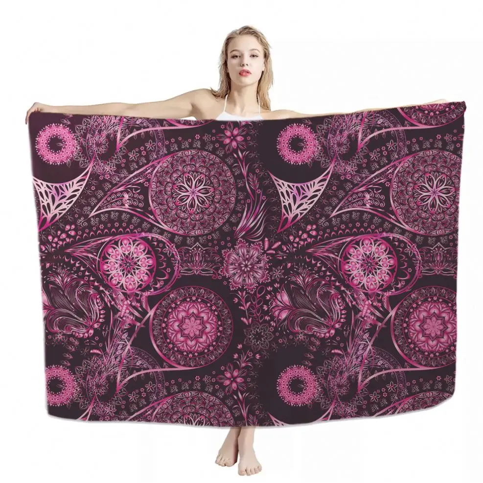 

Latest Paisley with Flower Pink Pattern Sarong Cover Up Soft Bath Towel Wholesale Beach Pareo Custom Coverups Women Beachwear, Customized color