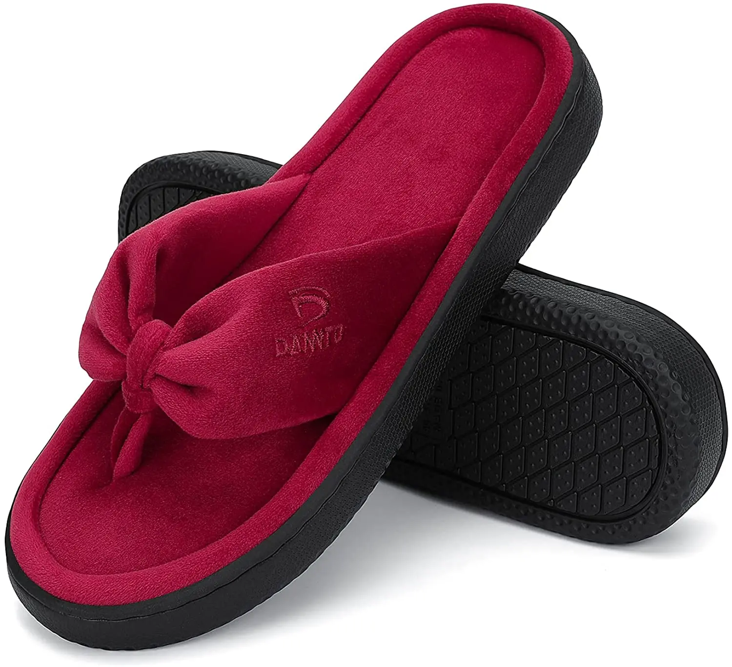

Women's House Slippers Memory Foam Flip Flops Thong Indoor Shoes Open Toe, Black,grey,purple,deep grey,pink,red,plum