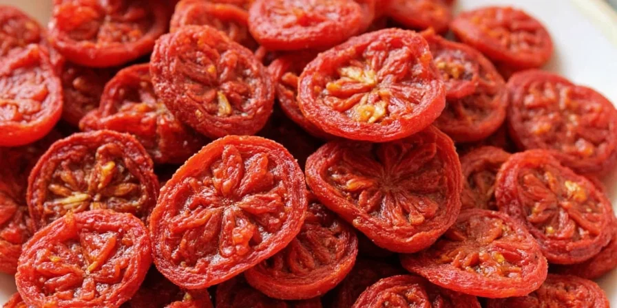 Dried tomatoes with harissa and chili flakes