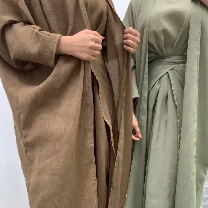

3009 New Design Turkish Women Islamic Clothing Muslim 3 Piece Abaya Set Casual Ladies Abaya, 4 colors