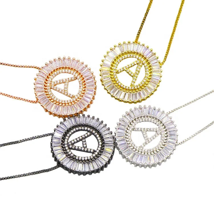

Luxury 26 Letter Pendant Necklace Women Men AAA Zircon Chain Necklace Mosaic CZ Crystal Alphabet Choker Jewelry Gift, As pics