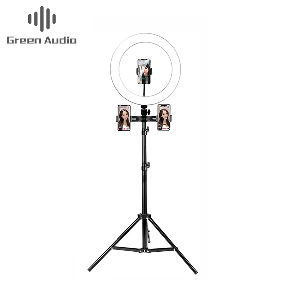 

GAZ-111C 2020 Desktop Light with mic holder Led Selfie Ring Light with 360 degree rotating Flexible Phone Holder for Live Stream, Black