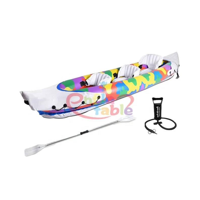 

Sunshine Ready To Ship Inflatable Toy Canoe Inflatable Fishing Kayak For 3 Person Using, White with fl color print