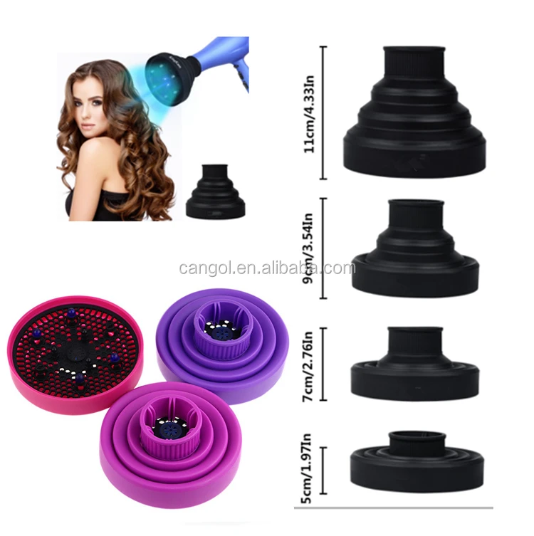 
Custom Lightweight Travel Collapsible Hair Dryer Diffuser High Temperature resistant Salon Silicone Foldable Hairdryer Diffuser 