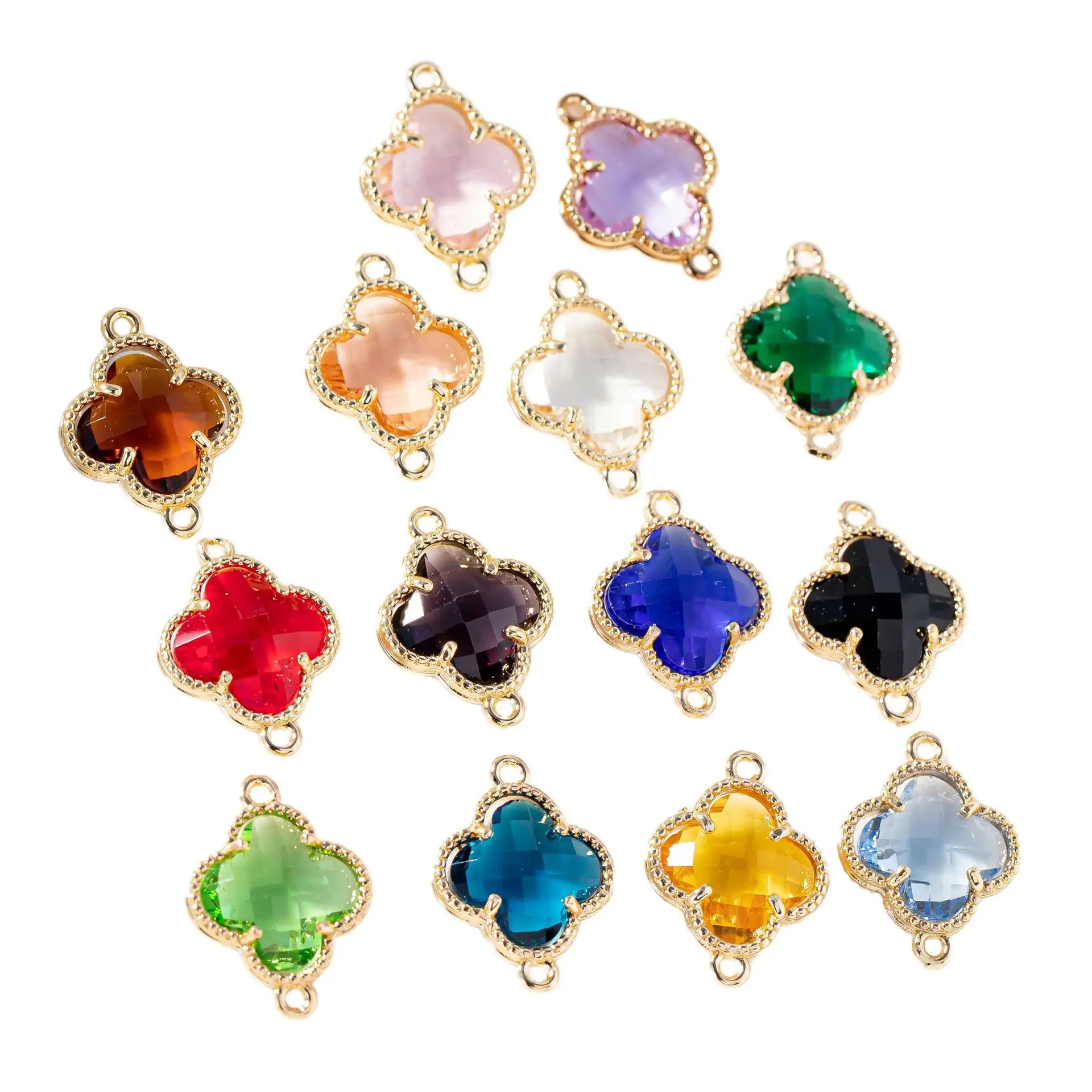 

Polychrome Crystal Four Leaf Clover Charm For Women DIY Jewelry Making