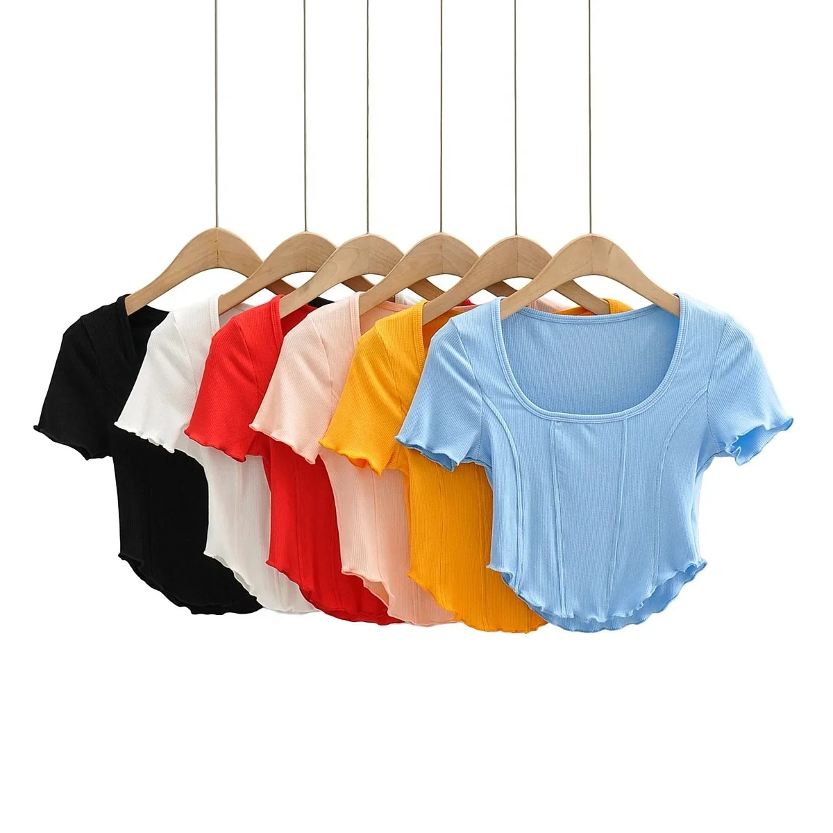 

S1448 2021 summer lady casual t-shirt fashion fitness yoga wear short tops