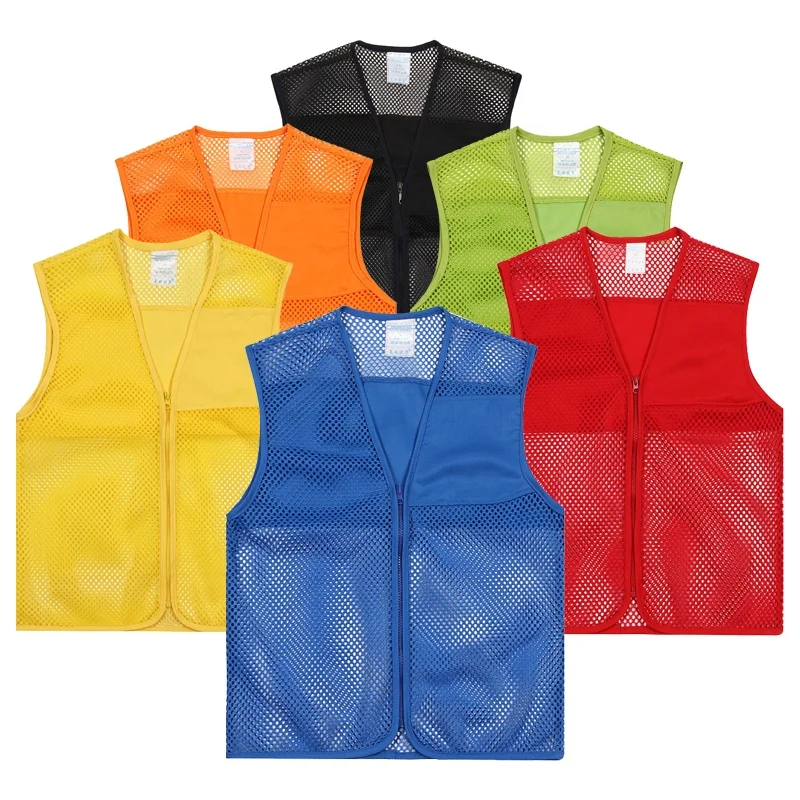 

Unisex Mesh Fabric Vest Waistcoat for Promotion Advertising Marketing Volunteer Worker's Bibs Vest Custom Printing Logo, Red, yellow, blue, green, orange, black