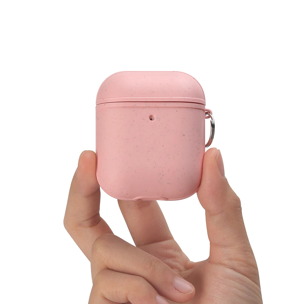 

Protective Biodegradable Case For Airpods Pro, Eco Friendly for Airpod 1 2 3 Cases Wheat Straw With Keychain Metal Hook
