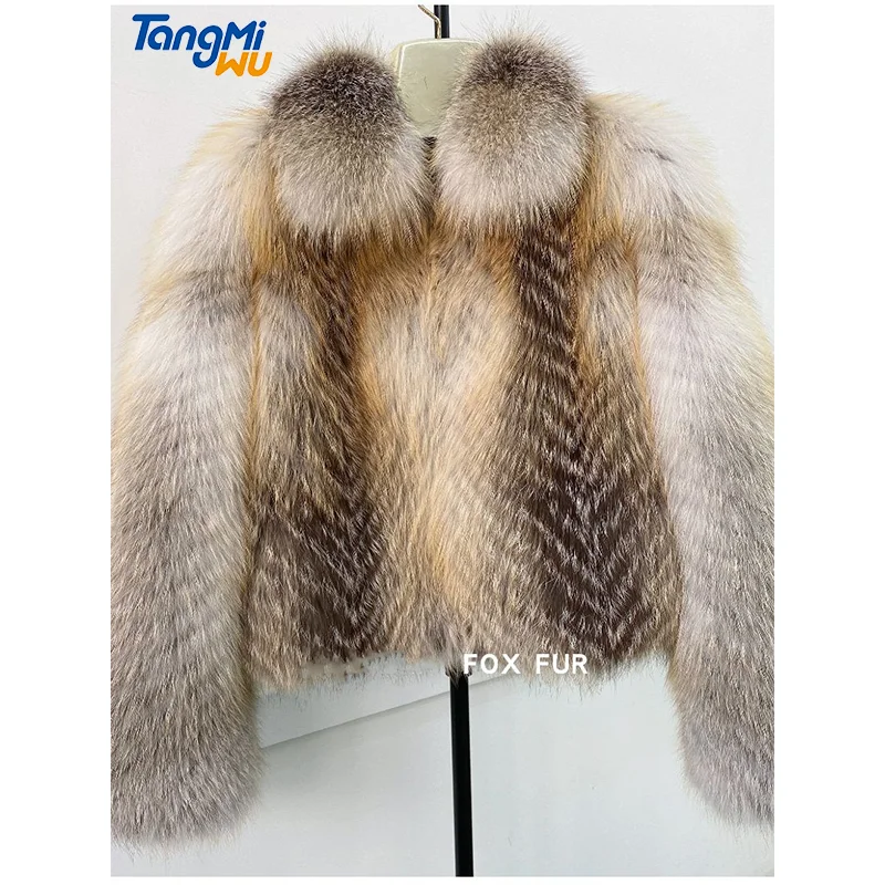 

TMW best quality fashion ladies outwear luxury natural fur jacket women fluffy furcoat crop top coat real fox fur coat