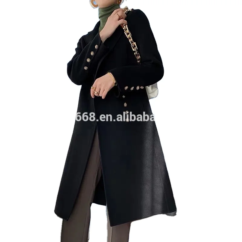 

2020 newest design cashmere women wool long coat double-sided outerwear from China manufacturer