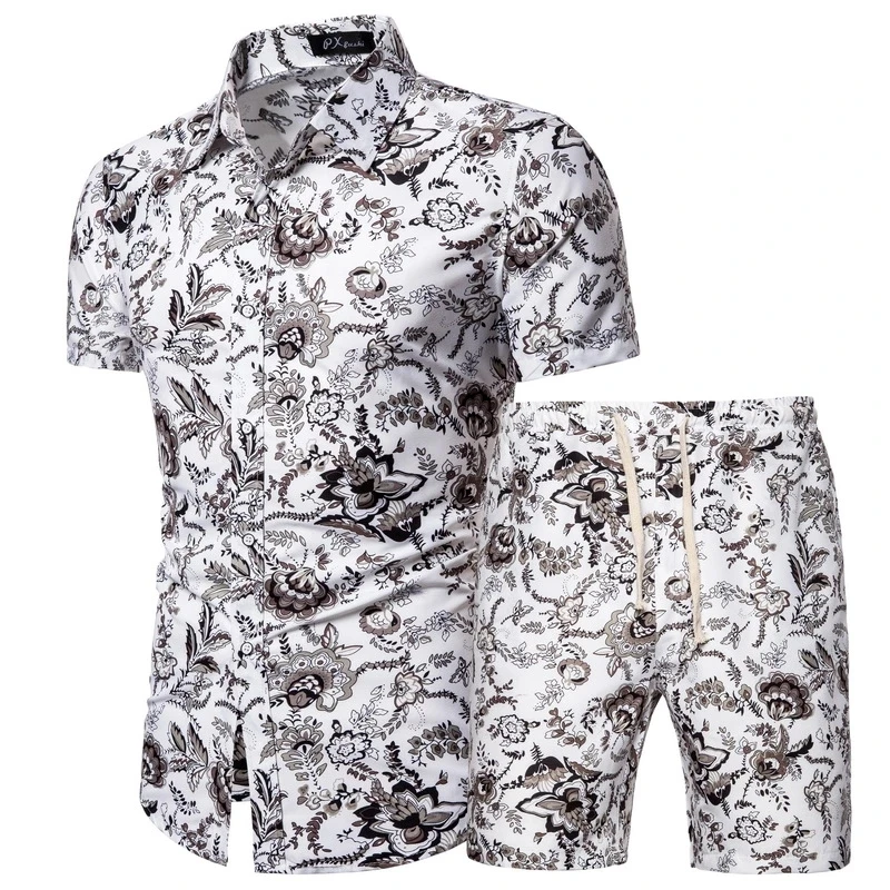 

High Quality Summer Men Two Piece Set Clothing Short Sleeve Shirt And Shorts, Custom colors fabric