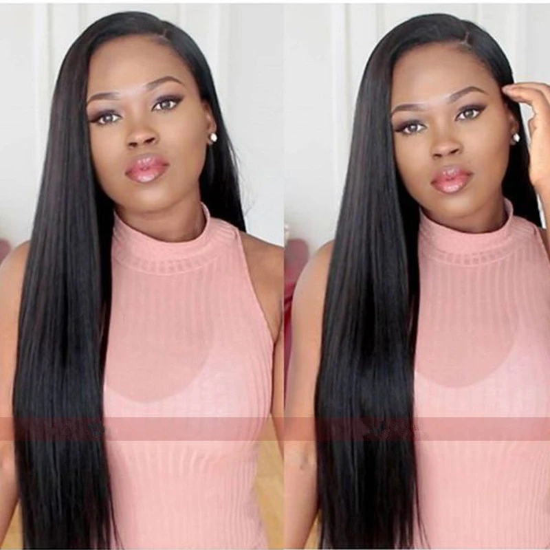 

12 14 16 18 20 22 24 26 28inch Synthetic Hair Wigs Yaki Straight Wigs With Lace Front Wigs, Black
