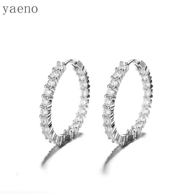 

Women Wedding Zirconia 925 Sterling Silver Hoop Earrings
