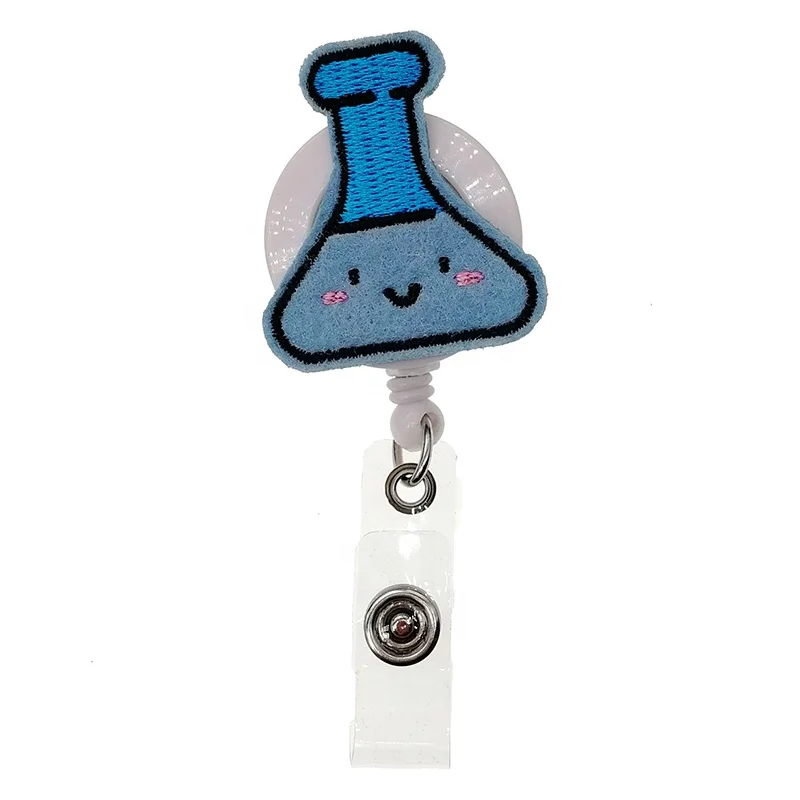 

Free shipping Measuring Cup Blue Retractable Badge Holder Felty Chemistry For Gifts ID Badge Card Reel