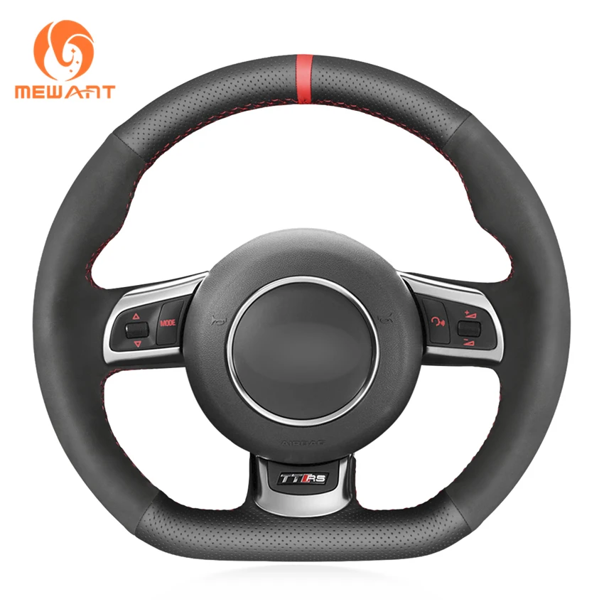 

Black Artificial Leather Suede Hand Sewing Steering Wheel Cover For Audi TT RS R8 RS 6 Saloon Avant Coupe Cabriolet 2008 - 2015