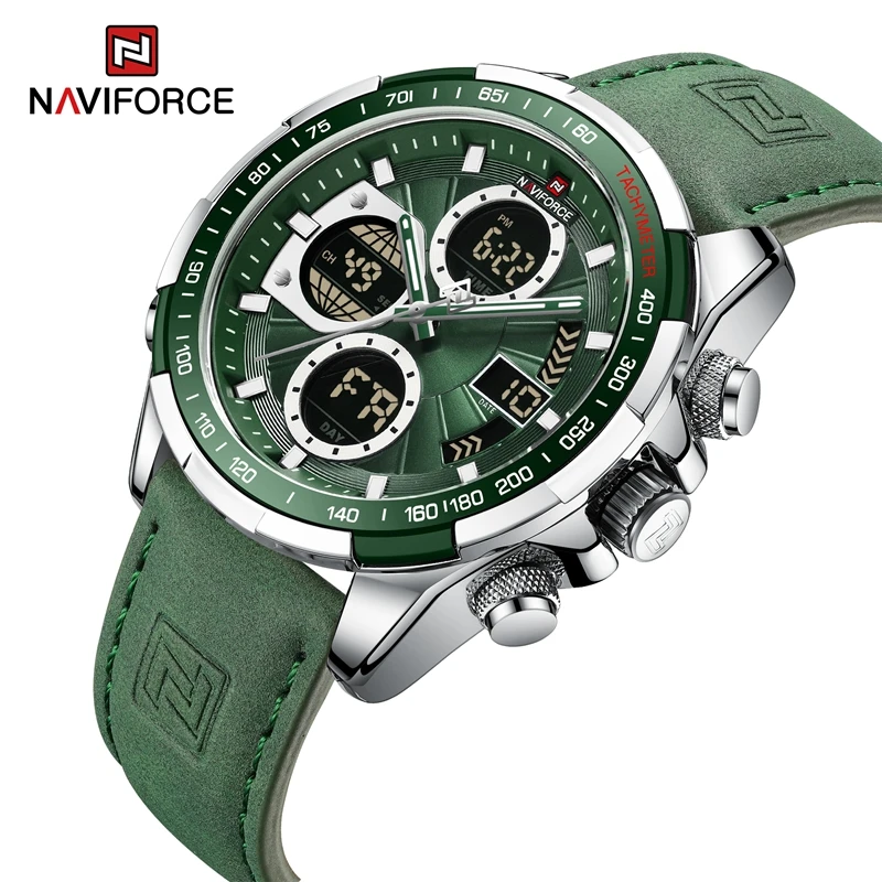 New NAVIFORCE Watches Men Luxury Sport Chronograph Alarm Wristwatch Quartz Waterproof Clock Digital Make Watch 9197L