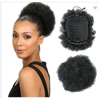 

Easy To Wear Natural Short Curly Chignon Afro Hair Bun Afro Puff Bun For Women