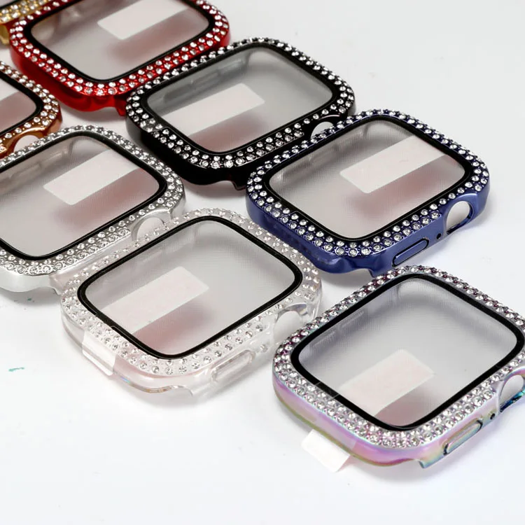 

New Arrival Luxury Bling Diamond Watch Cover With Screen Protector Case For Apple iWatch 4/5/6/SE