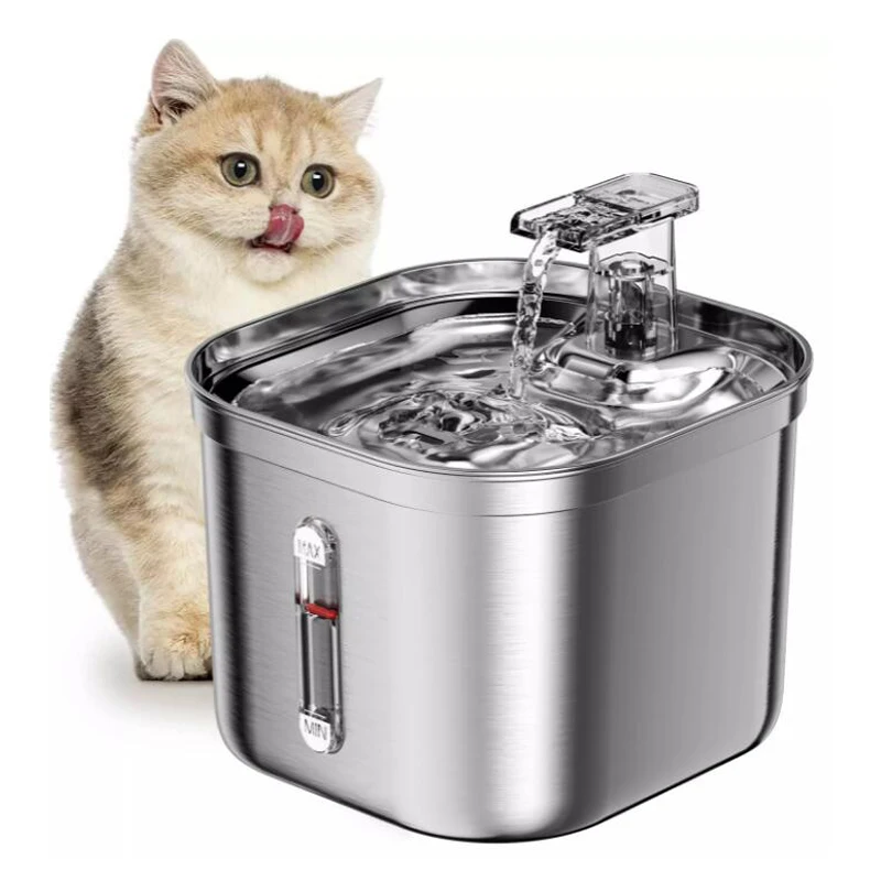 

2.2L Pet Water Dispenser Stainless Steel Cat Water Fountain Automatic Circulation Electronic Pet Supplies Smart Drinking Dog Bo