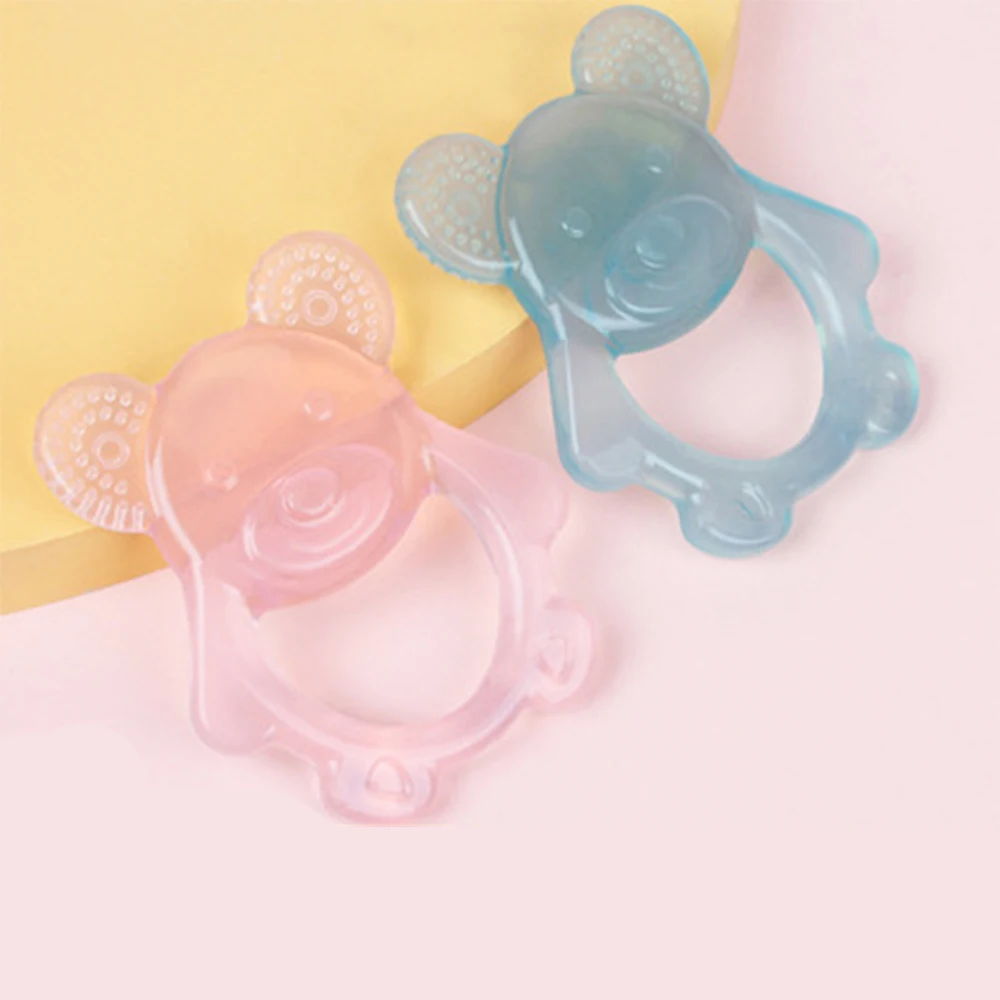 

Silicone baby teether cartoon bear baby food grade silicone customized early education toys packing box