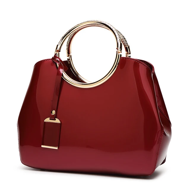 

High quality fashion luxury tote bag glossy patent leather handbags for women 2021