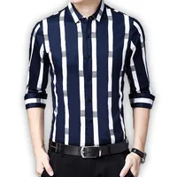 

New Arrival Men Shirt Slim Fit Wide Striped Casual Shirts for Men Long Sleeve