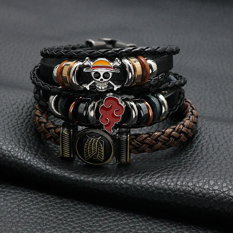 

Hot Blood Animation Peripheral Accessories Pirate King Braided Rope Wrap Multilayer Leather Bracelet