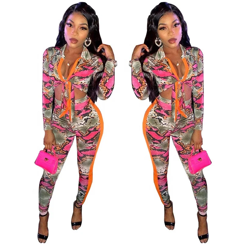 

B51961A 2020 Spring fashion new casual printed long sleeve pants sets, Show