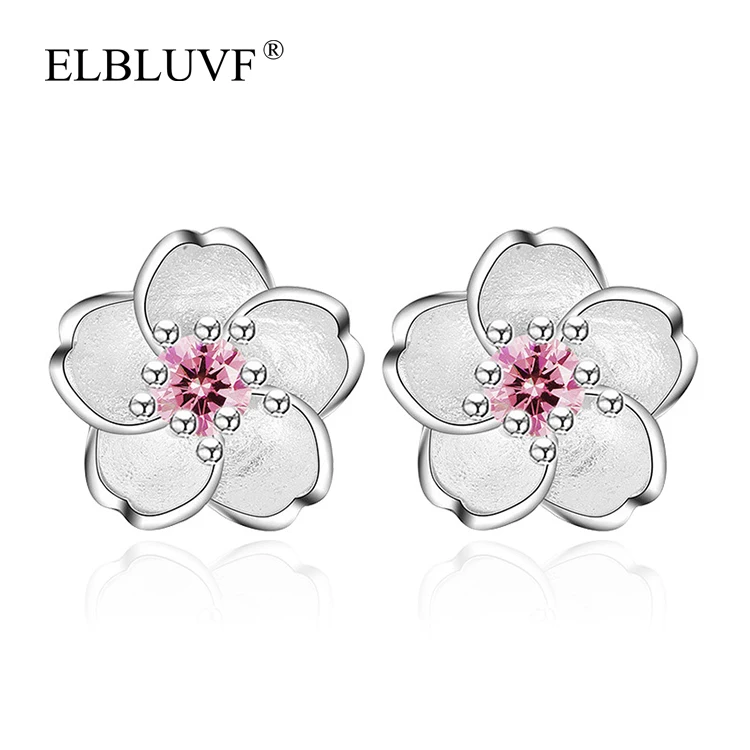 

ELBLUVF S925 Silver Plated Jewelry Delicate Flower Shape Fancy Earrings Jewelry, Steel color ,gold