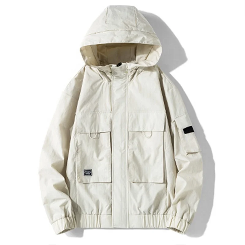 

Hooded Casual Zipper Men's Jackets, Khaki/black/yellow/blue
