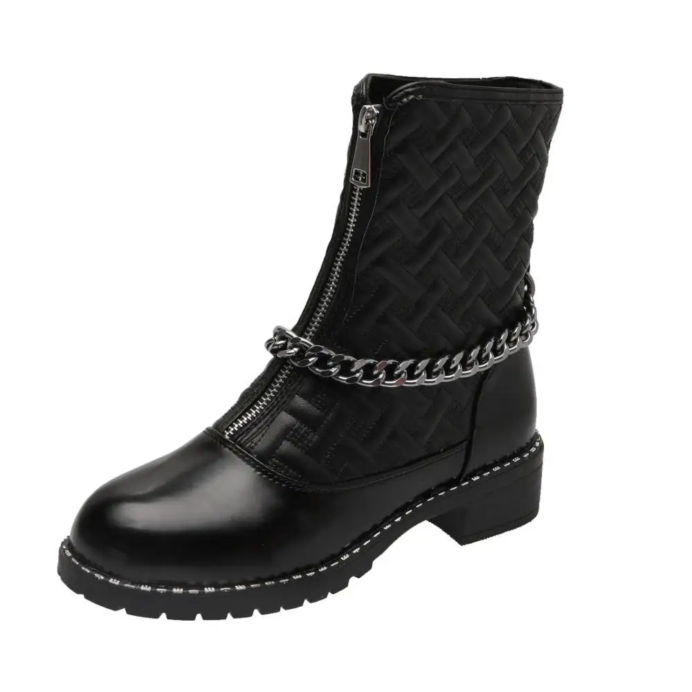 

Zipper winter boots shoes women's casual shoes ladies shoes metal chain fashion style 2020 design new for winter
