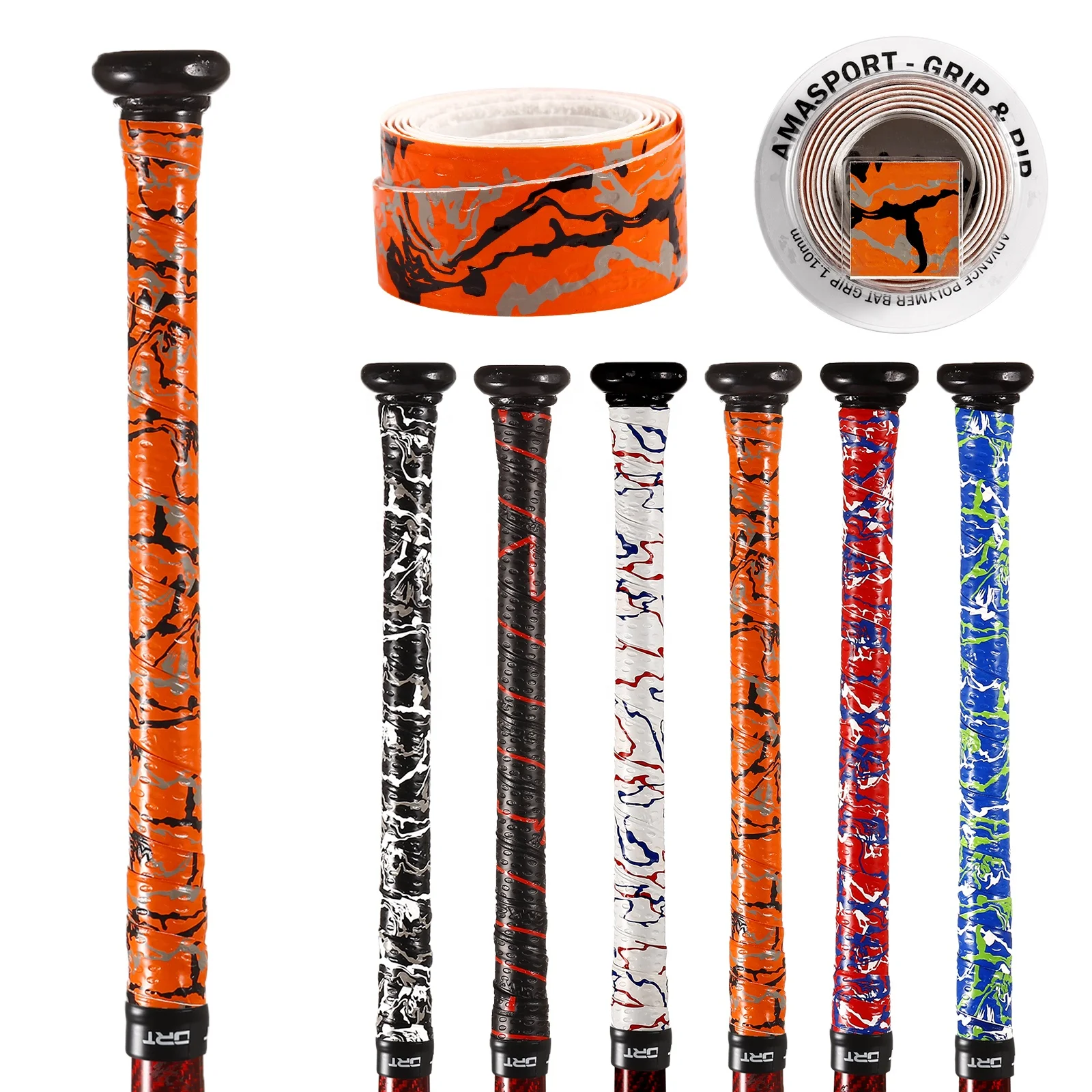 AMA SPORT Low MOQ Custom Factory Directly 1.10 mm Debossed Pattern Softball Grip Bat Grip Tape for Baseball