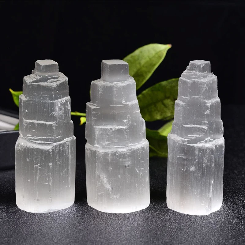 

High quality natural crystal crafts selenite tower lamps selenite tower for decoration