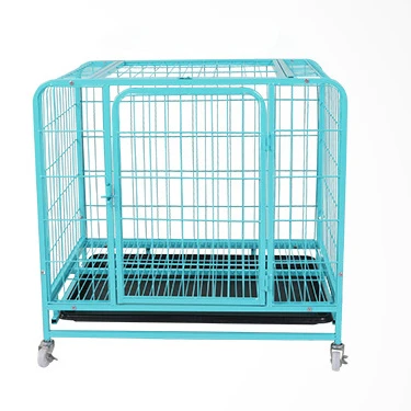 

wholesale heavy duty dog cage solid s size pet house safe dog cage stainless steel foldable dog kennel design, Pink , blue,black,silver,purple