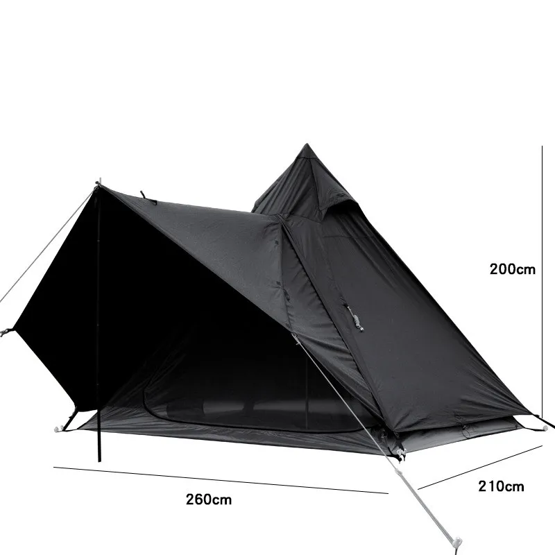 

Camping equipment Indian tent sunscreen waterproof outdoor pyramid black spire tent