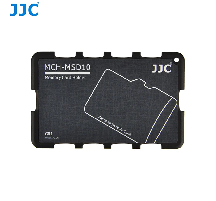 

JJC MCH-MSD10GR Memory Card Holders fits 10 MSD Cards (Credit Card Size Holder and Writable Label), Black