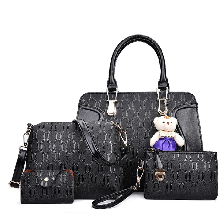 

Fashion Luxury 4pcs set Purse Chain Lady Colorful Women embossed handbag