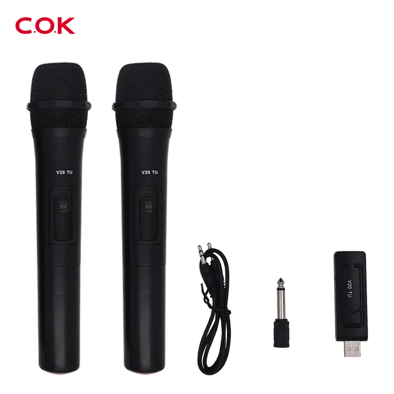 

portable 2 VHF rechargeable hand held grille black mini usb to 3.5 mobile plastic dynamic microphone vocal mic karaoke